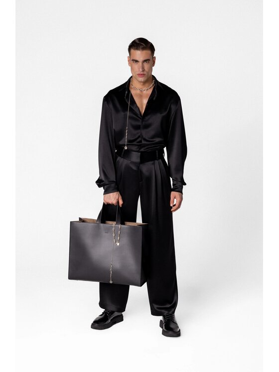 LE POSSÉ LE POSSÉ Pantaloni di tessuto MHWST Nero Regular Fit