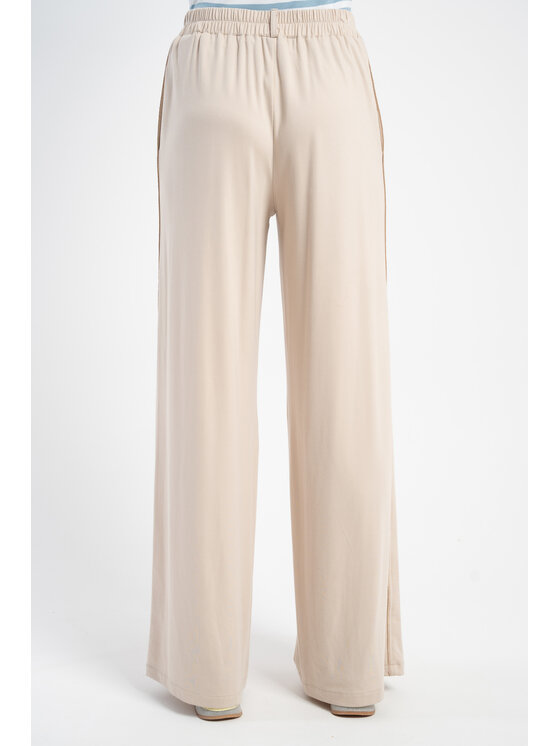 CLICK CLICK Kalhoty z materiálu 30-421 Béžová Loose Fit