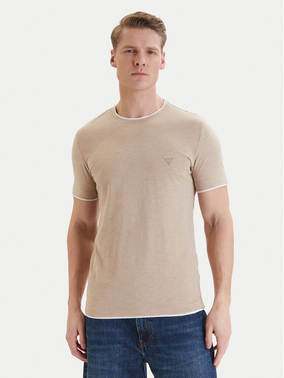 Guess Guess T-Shirt F6GI06 K6XN4 Μπεζ Slim Fit