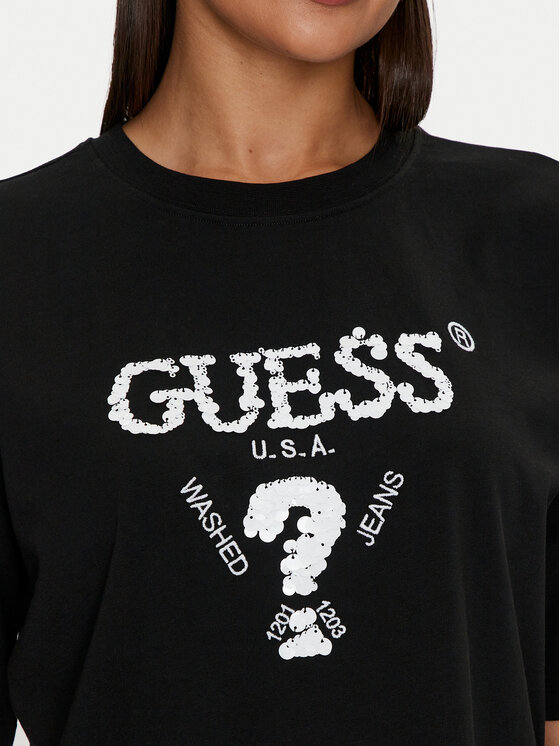Guess Guess Тишърт Aurelie V4YI06 I3Z14 Черен Boxy Fit