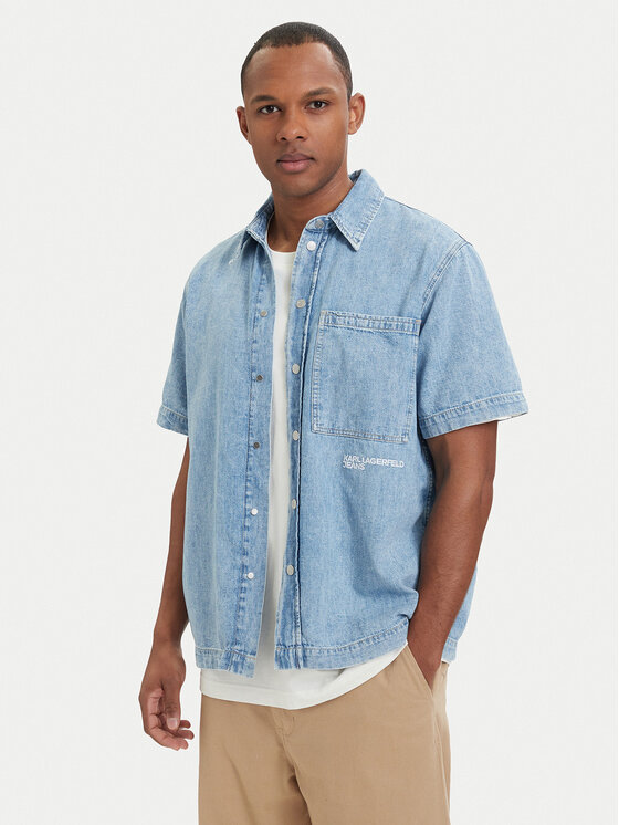Karl Lagerfeld Jeans cămașă de blugi B2M16013 Albastru deschis Regular Fit