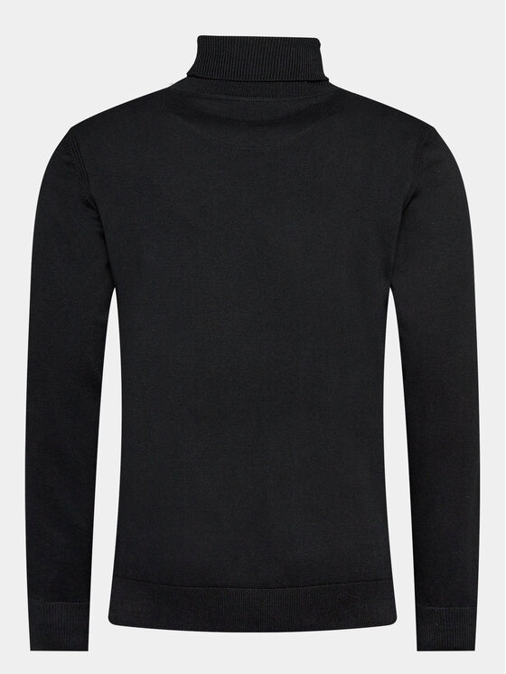 INDICODE INDICODE Bluză cu gât Van Paul 35-699 Negru Regular Fit