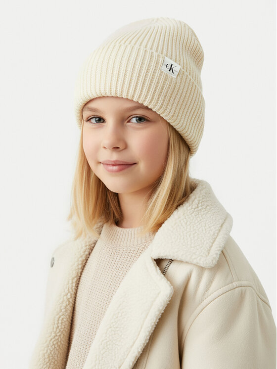 Calvin Klein Jeans Calvin Klein Jeans Čiapka Monogram Rib Beanie IU0IU00440 Écru