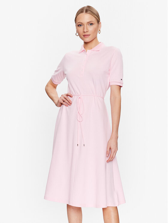 Tommy Hilfiger Rochie de zi Openwork Polo WW0WW37845 Roz Regular Fit