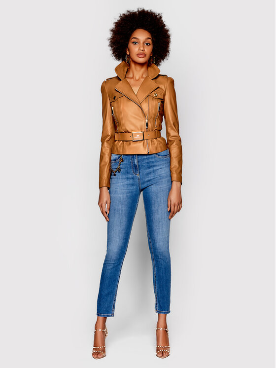 Elisabetta Franchi Giacca di pelle GD 18Z 21E2 V880 Marrone Slim