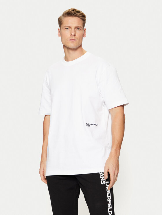 Karl Lagerfeld Jeans Karl Lagerfeld Jeans Тишърт A1M17113 Бял Relaxed Fit