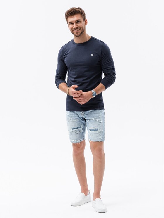 Ombre Ombre Longsleeve OM-LSCL-0102 Granatowy Regular Fit