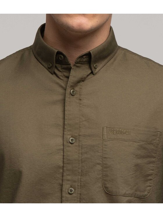 Lee Cooper Lee Cooper Koszula LARS OXFORD Khaki Regular Fit