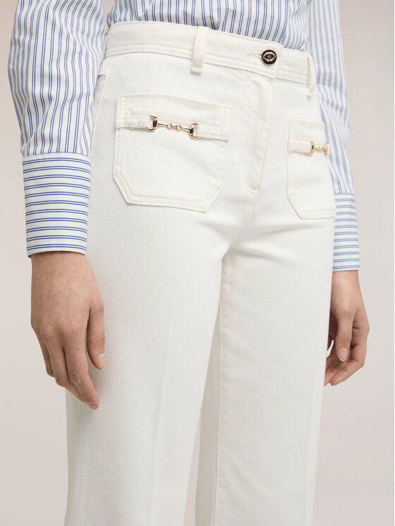 Motivi Motivi Pantaloni di tessuto P701Q004371N011 Bianco Flare Fit