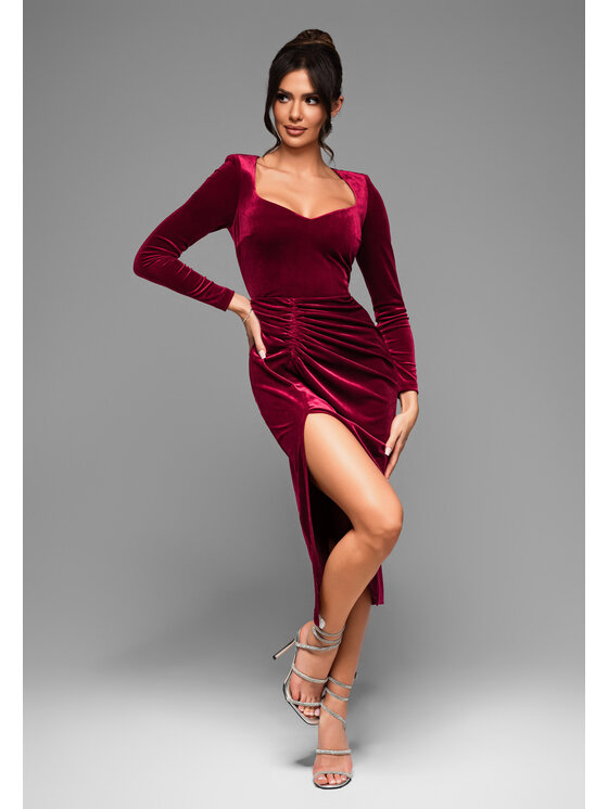 Ombre Ombre Sukienka wieczorowa LA-OM-DLR029 Bordowy Regular Fit