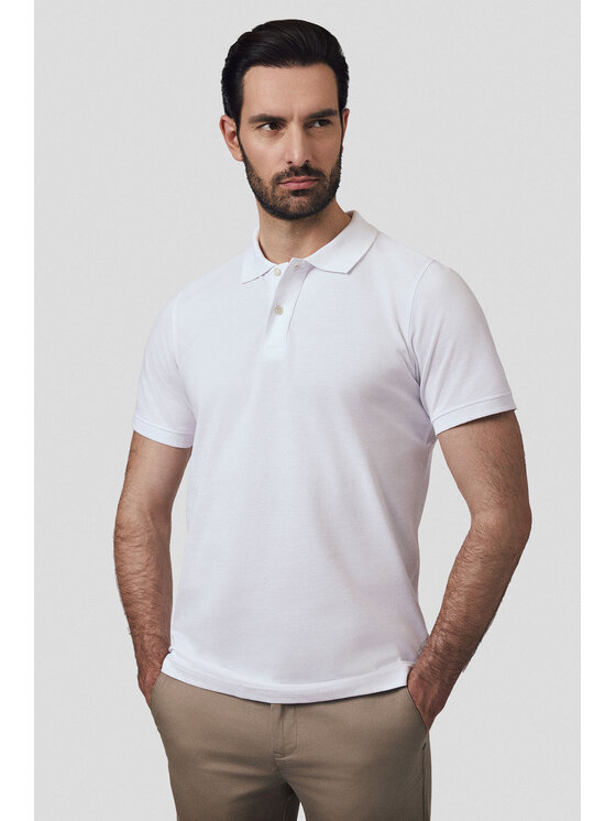 Lancerto Lancerto Polo Cassian PO073125000001 Biały Regular Fit