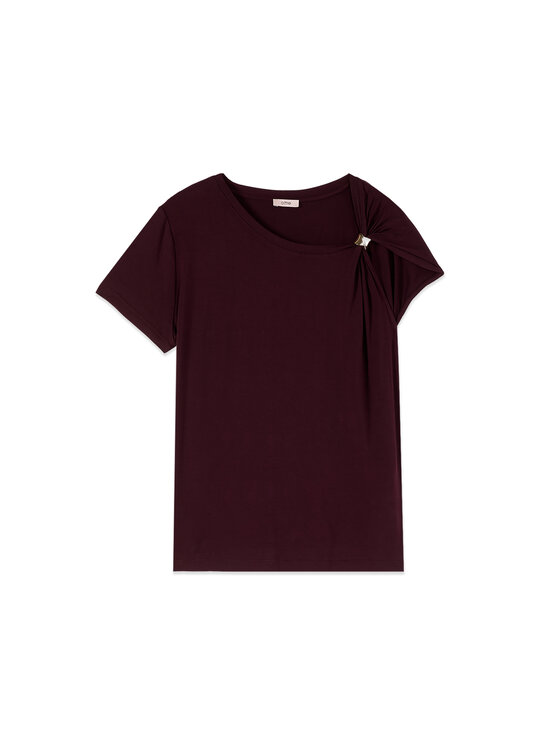 Oltre Oltre T-Shirt G046J004570N029 Bordowy Regular Fit