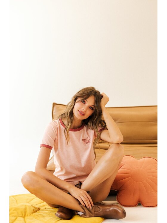 Moi Mili Moi Mili Bluzka Pink Różowy Basic Fit