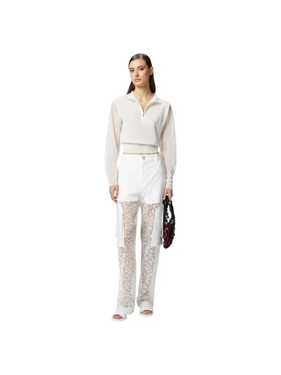 PINKO PINKO Spodnie damskie Hugo pantalone organza Biały Palazzo Fit