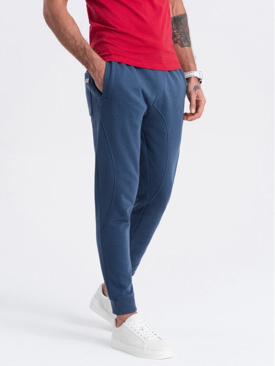 Ombre Ombre Joggers kalhoty OM-PABS-0173 Tmavomodrá Regular Fit