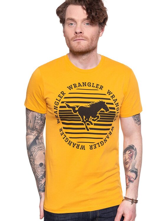 Wrangler Wrangler T-Shirt CIRCLE TEE Żółty Regular Fit