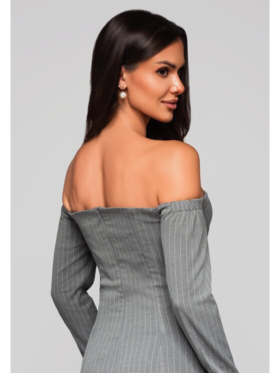 Ombre Ombre Sukienka koktajlowa LA-OM-DLR221 Szary Regular Fit