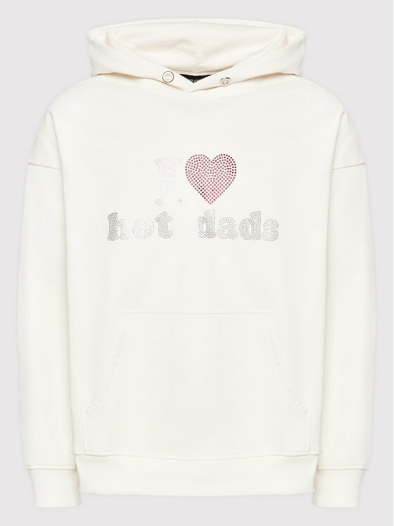 2005 2005 Bluza Unisex Hot Dads Hoodie Écru Regular Fit