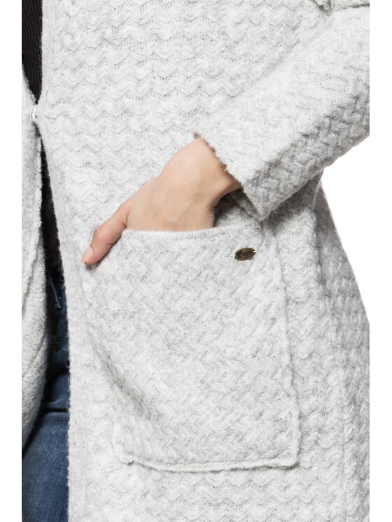 Tom Tailor Tom Tailor Płaszcz TOM TAILOR KNIT COAT Biały Regular Fit