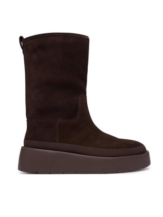 Calvin Klein Calvin Klein Snehule Flatform Mid Boot Suede Wl HW0HW03181 Hnedá