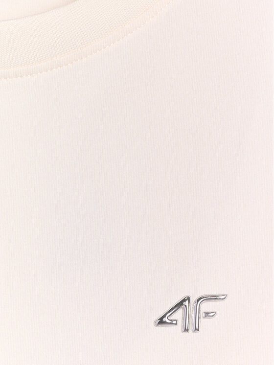 4F 4F T-Shirt BASIC+ Kremowy Regular Fit