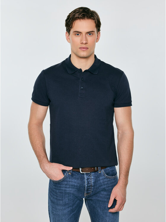 BIG STAR BIG STAR Polo MARKOLINOS Granatowy Basic Fit