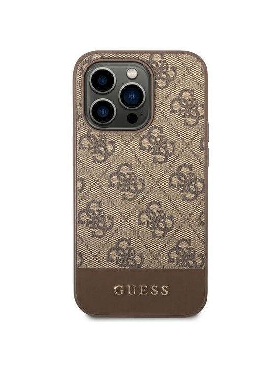 Guess Guess Etui na telefon Stripe Brązowy