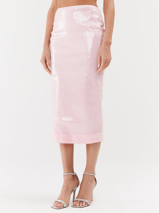 ROTATE ROTATE Pouzdrová sukně Sequin 1111781814 Růžová Slim Fit