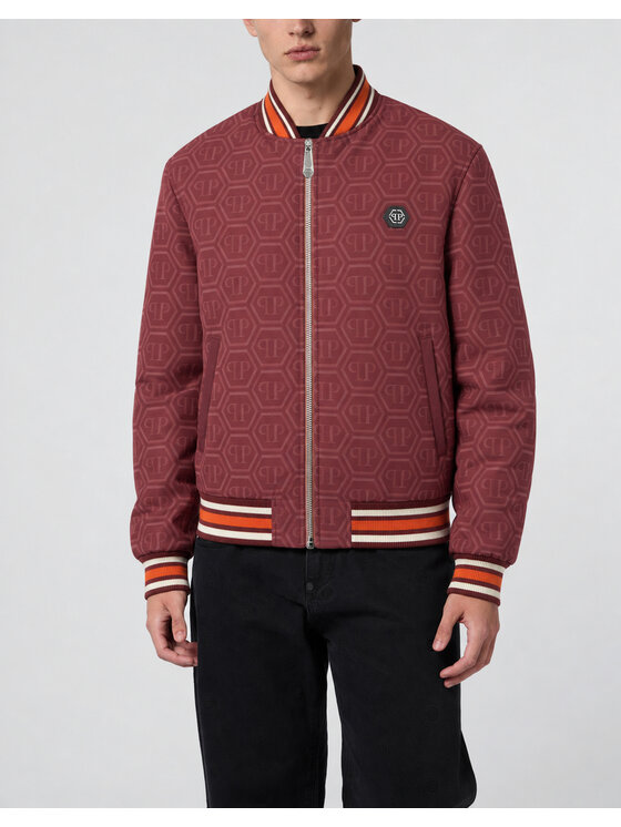 PHILIPP PLEIN PHILIPP PLEIN Kurtka bomber 31145 Bordowy Regular Fit