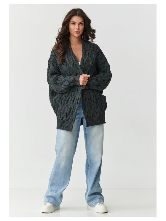 Makadamia Makadamia Kardigan S163 Szary Loose Fit