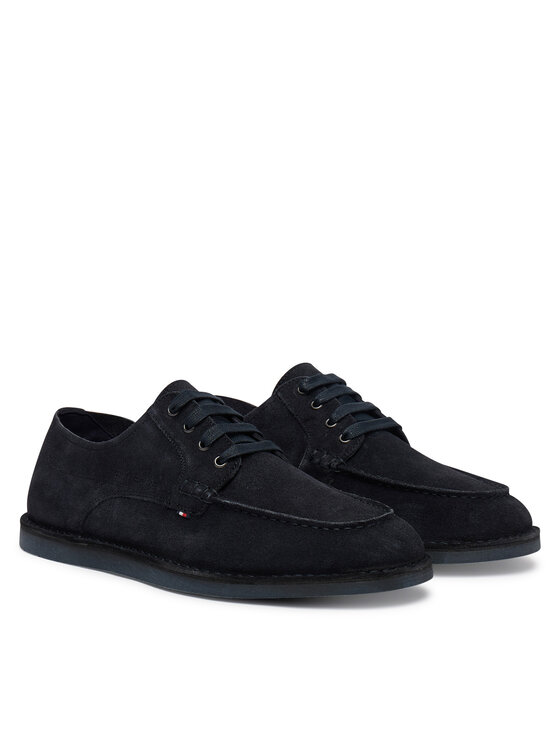 Tommy Hilfiger Tommy Hilfiger Cipele Stitchdown Suede Derby FM0FM05841 Tamnoplava