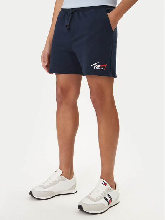 Tommy Jeans Pantaloni scurți sport Signature DM0DM23017 Bleumarin Regular Fit
