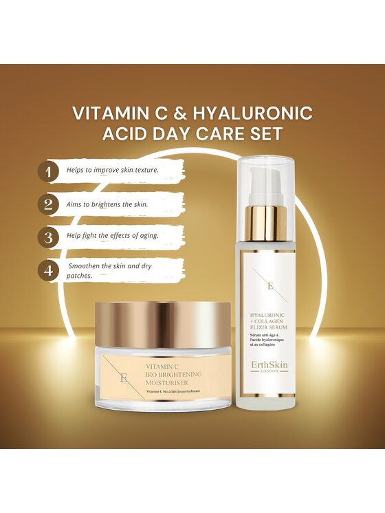 Erthskin London Erthskin London Witamina C Rozświetlający Krem Nawilżający 50ml + Serum Kolagenowe - 60ml Krem na dzień