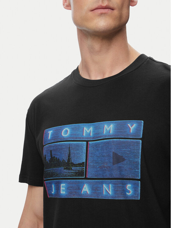 Tommy Jeans Tommy Jeans Тишърт Photo Flag DM0DM23191 Черен Regular Fit