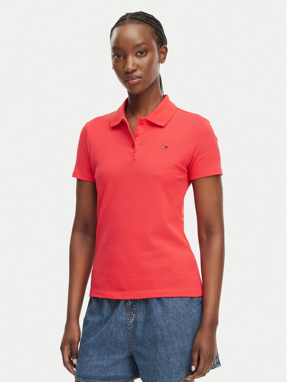 Tommy Jeans Tommy Jeans Polokošile Essential DW0DW20160 Červená Slim Fit
