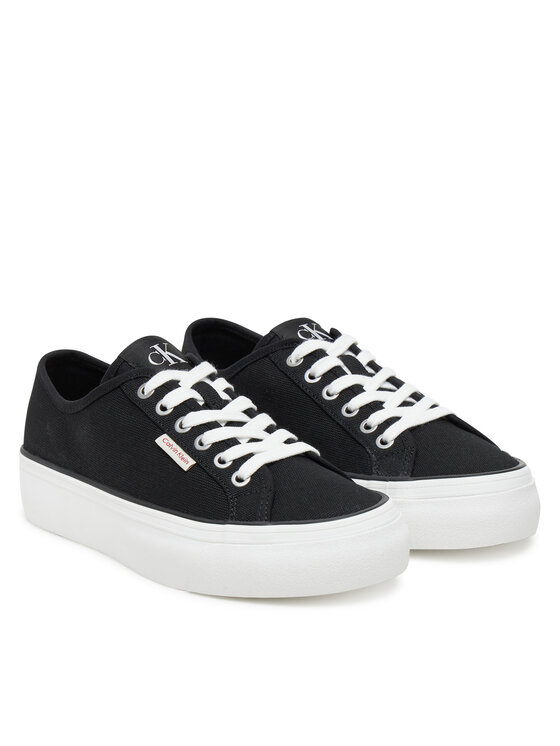 Calvin Klein Jeans Calvin Klein Jeans Гуменки Vulc Flatform Ctn Logo Tag YW0YW01838 Черен