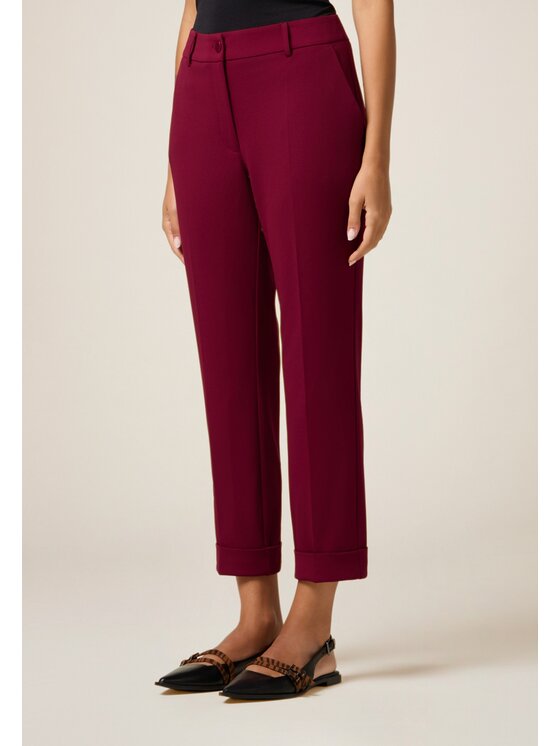 Oltre Oltre Pantaloni di tessuto P079R008667N036 Bordeaux Regular Fit