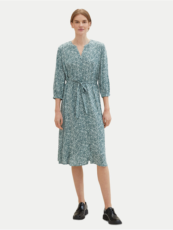Tom Tailor Tom Tailor Košilové šaty 1041205 Zelená Regular Fit