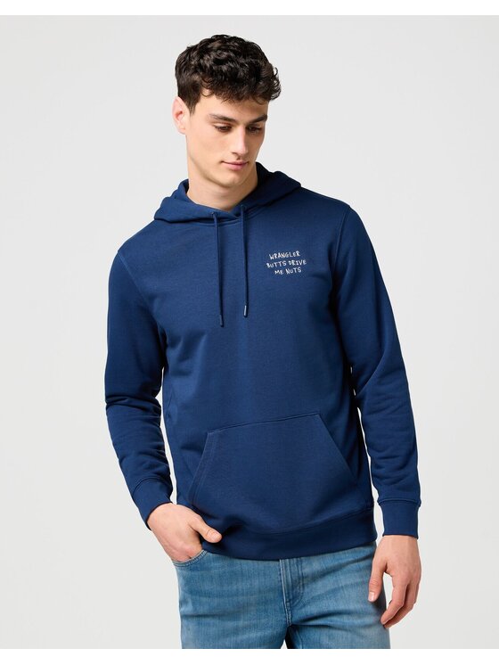 Wrangler Wrangler Bluza EMBROIDERY HOODIE Niebieski Relaxed Fit