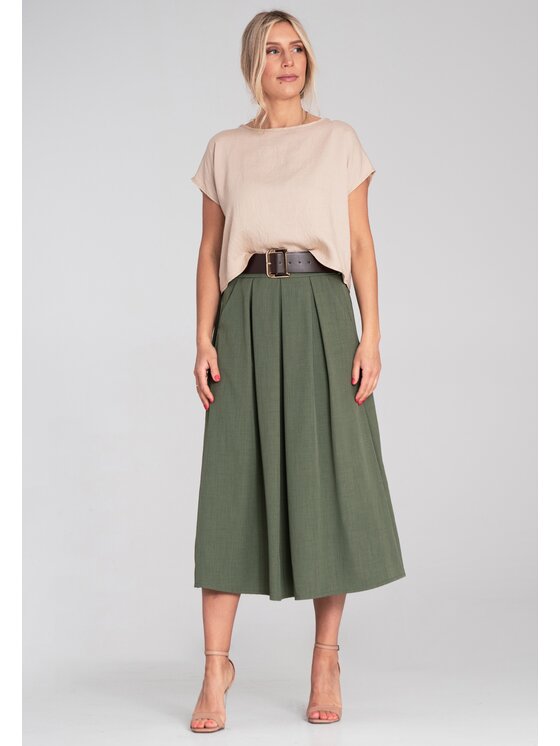 FIGL FIGL Spódnica midi M1201 Zielony Flared Fit