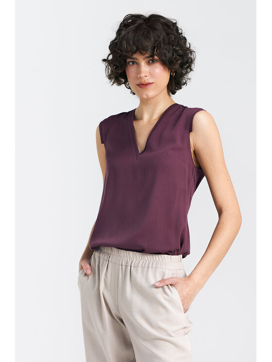 NIFE NIFE Bluzka B161 Fioletowy Regular Fit