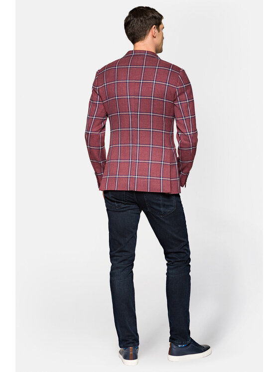 Lancerto Lancerto Marynarka Eleonora Bordowy Slim Fit