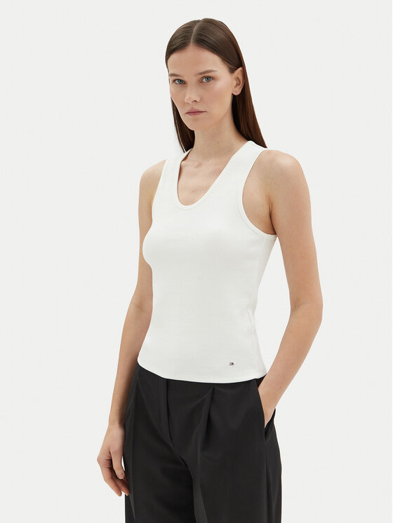 Tommy Hilfiger Tommy Hilfiger Marškinėliai WW0WW44572 Écru Slim Fit