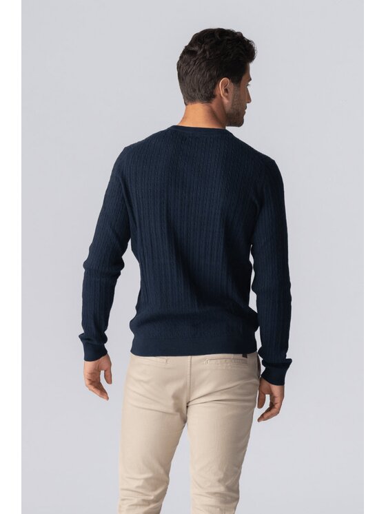 TeeShoppen TeeShoppen Sweter 'Basic Collection' Granatowy Regular Fit