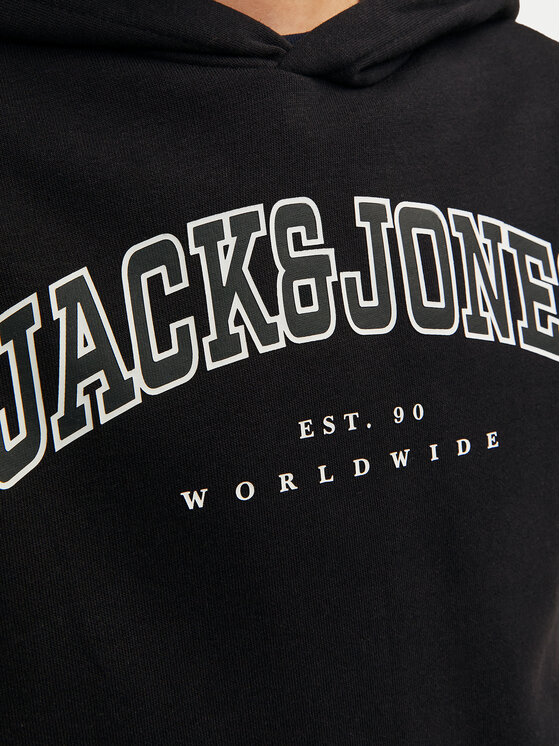 Jack & Jones Junior Jack & Jones Junior Bluza Caleb 12259564 Czarny Relaxed Fit