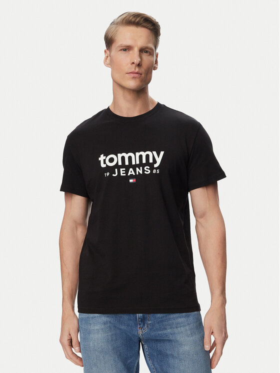 Tommy Jeans Tricou Graphic DM0DM23376 Negru Slim Fit