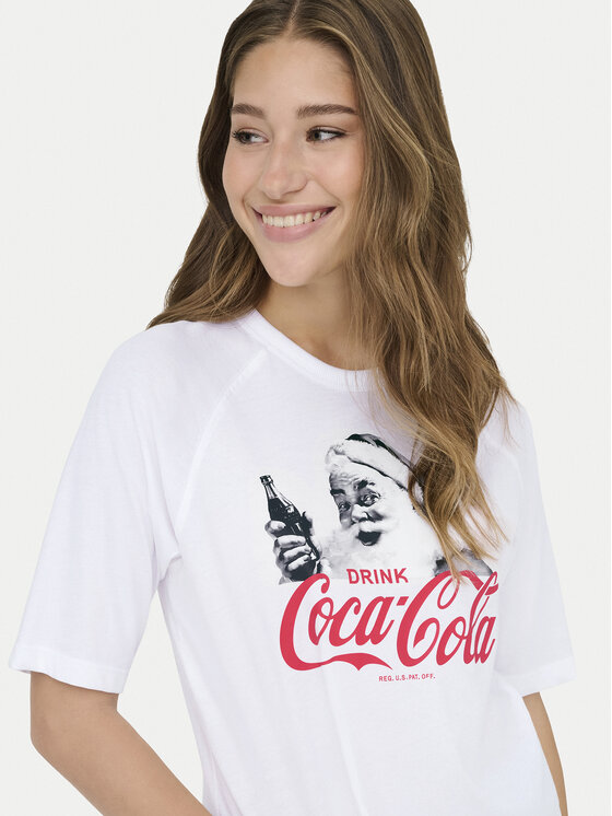 ONLY ONLY T-Shirt Coca Cola 15355794 Biały Regular Fit