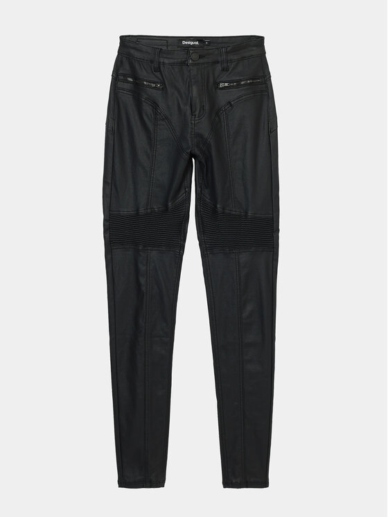 Desigual Desigual Hose aus Kunstleder Oslo 24SWPW26 Schwarz Slim Fit