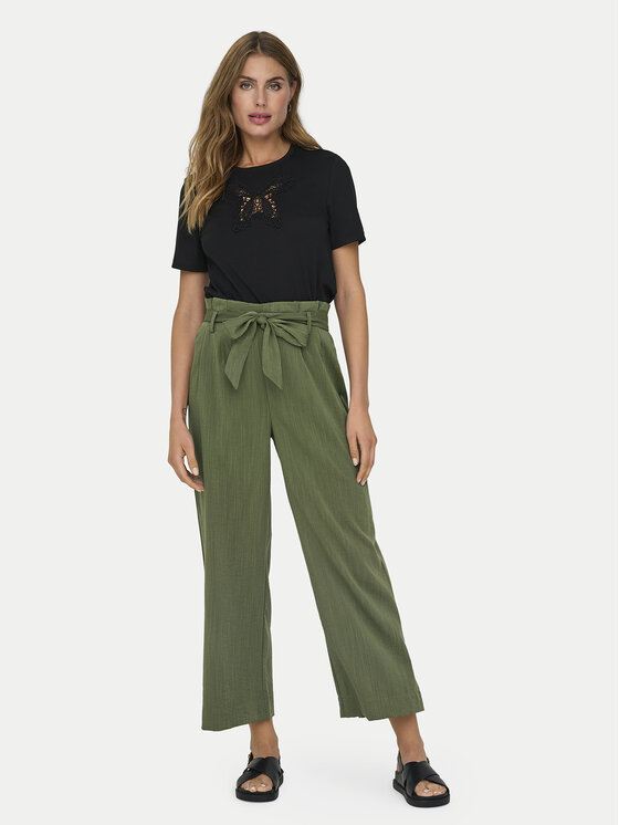 ONLY ONLY Spodnie materiałowe Marsa 15269628 Zielony Flared Fit