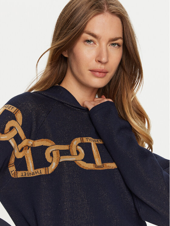 TWINSET TWINSET Sweter 241TP3520 Granatowy Loose Fit